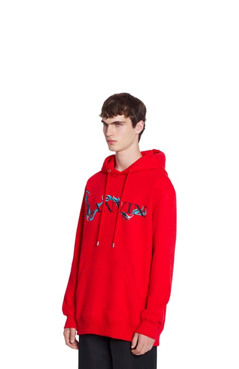 Red designer sweatshirt on sale