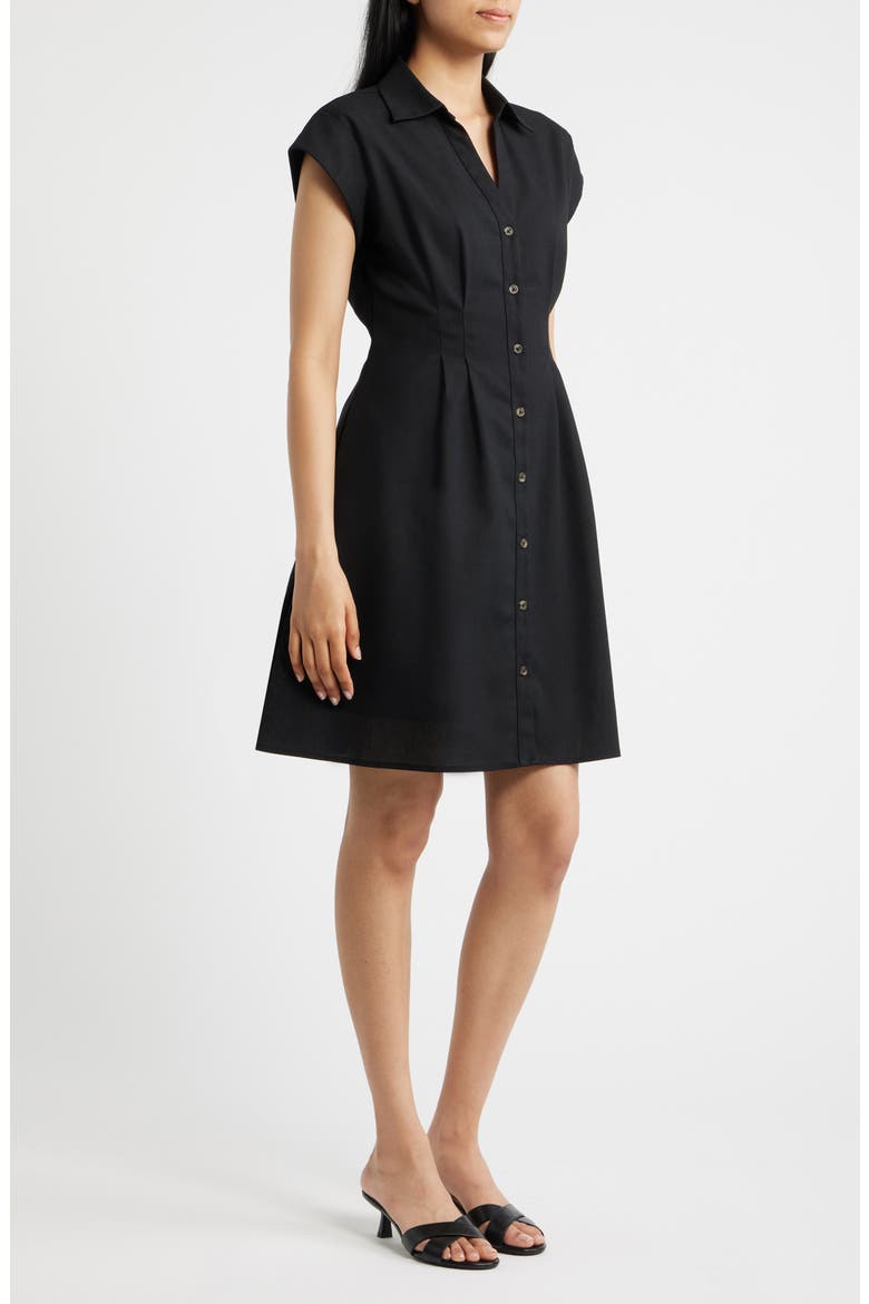 Short Sleeve Shirtdress, Alternate, color, BLACK