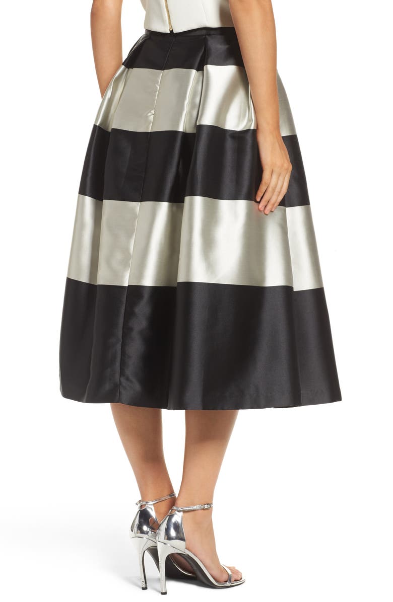 Eliza J Stripe Pleated Midi Skirt, Alternate, color, 