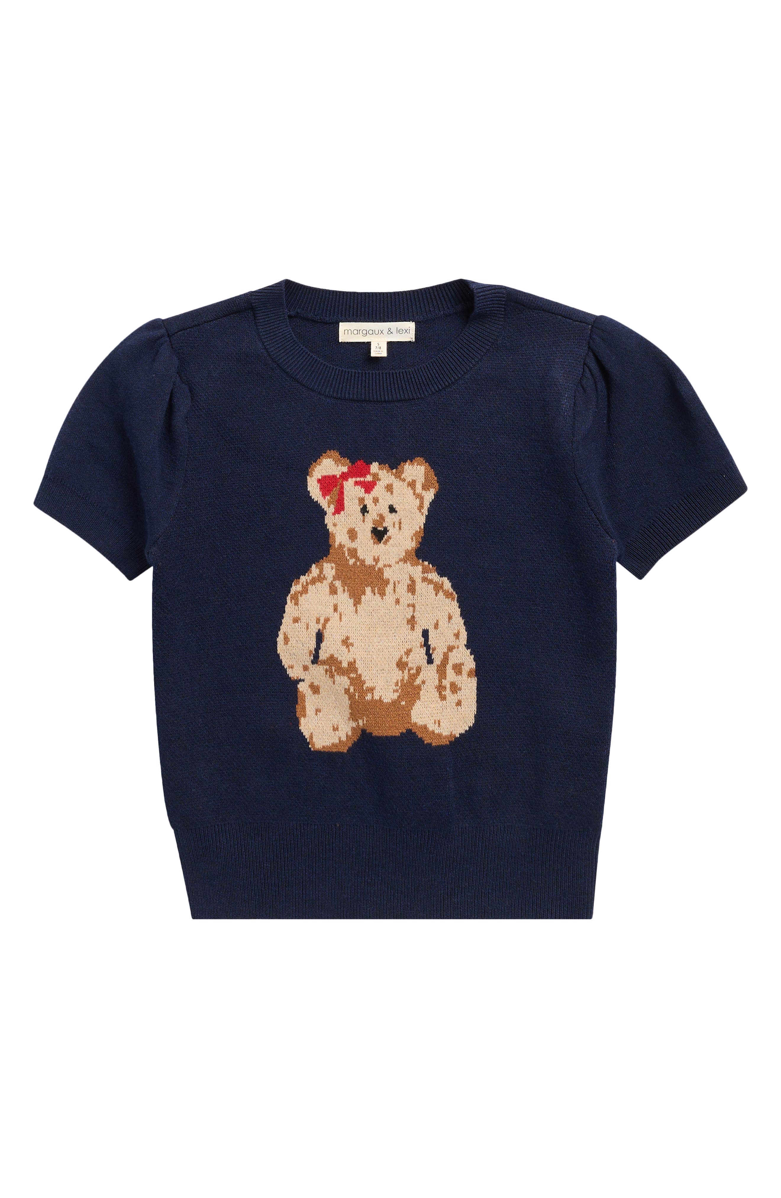 MARGAUX AND LEXI Kids' Bear Jacquard Short Sleeve Sweater