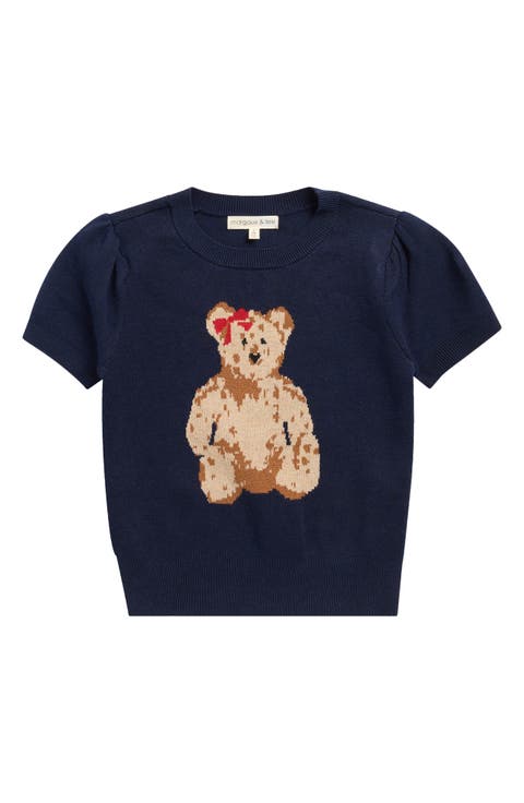 Kids' Bear Jacquard Short Sleeve Sweater (Big Kid)