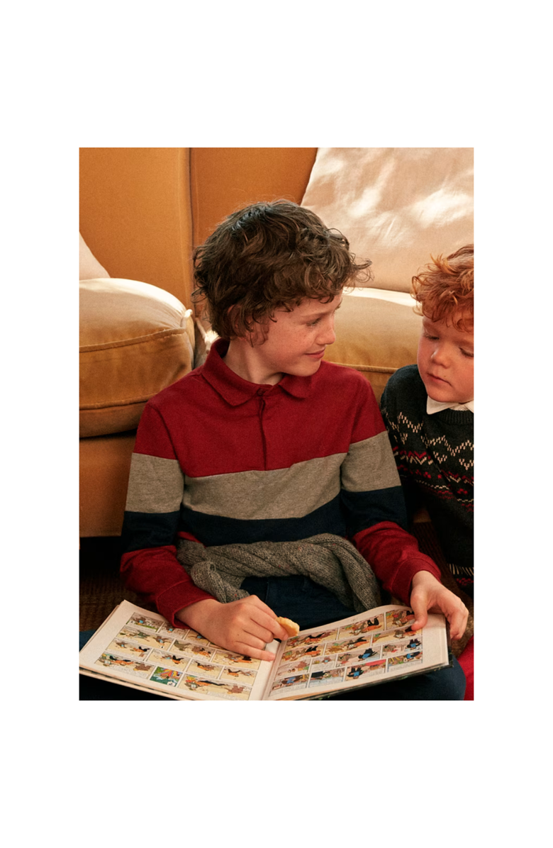 Mayoral Striped Polo Shirt, Alternate, color, Burgundy