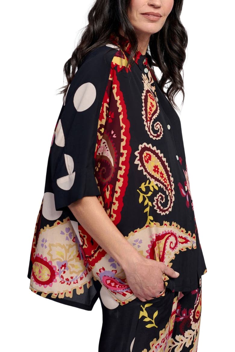 Fiesta mixed print  button-up shirt, Main, color, Polka Dots/ Fiesta Print