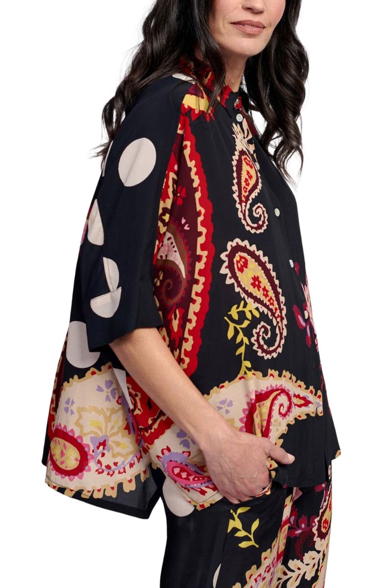 Alembika Fiesta mixed print button-up shirt, Main, color,