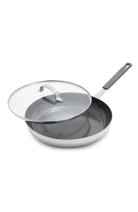 x Bobby Flay PFAS-Free Nonstick Stainless Steel 12" Frypan with Lid