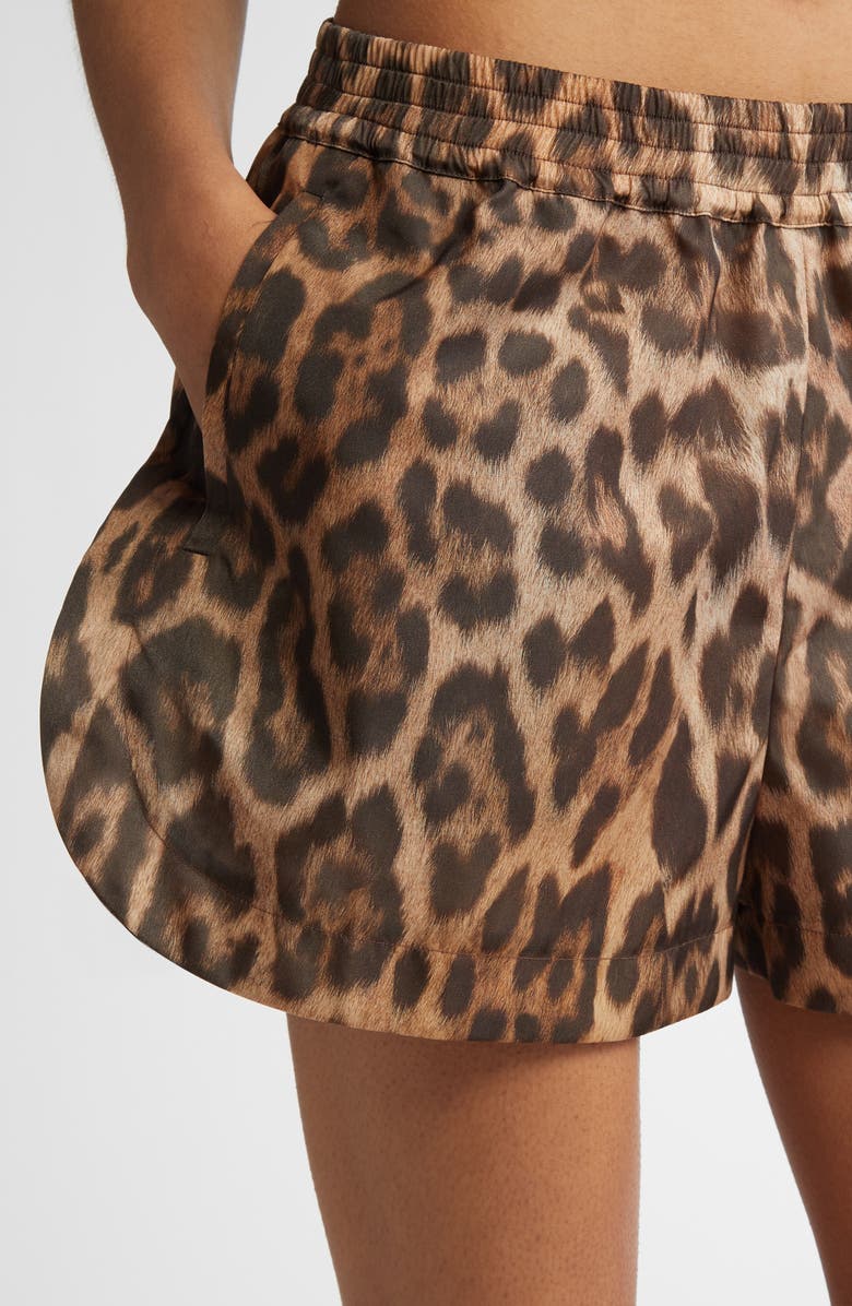 Stella McCartney Leopard Print Nylon Shorts, Alternate, color, 
