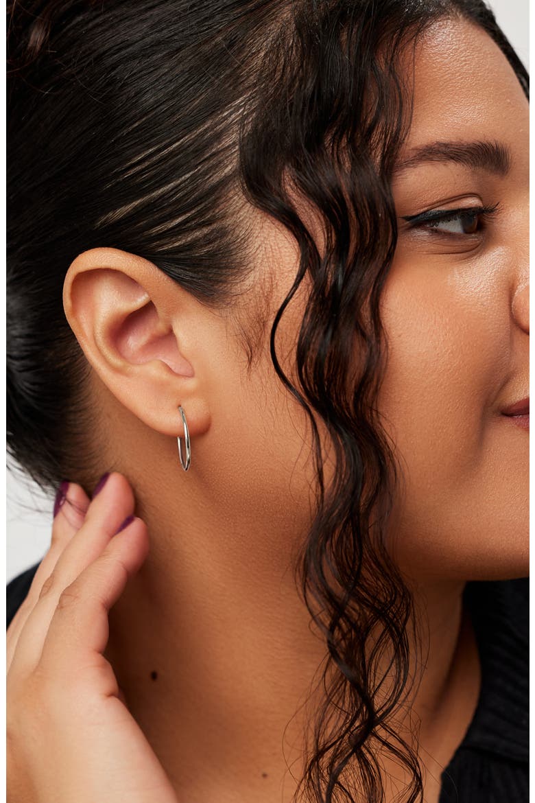 Gold Slim Hoop Earrings - Medium, Alternate, color, White Gold