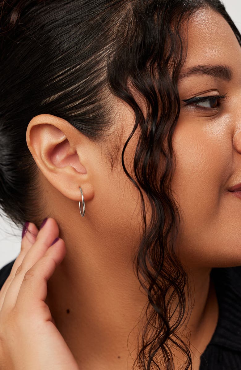 Ana Luisa Gold Slim Hoop Earrings - Medium, Alternate, color, White Gold