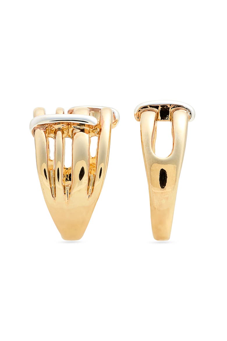 Set of 2 Caged Rings, Alternate, color, GOLD- SILVER
