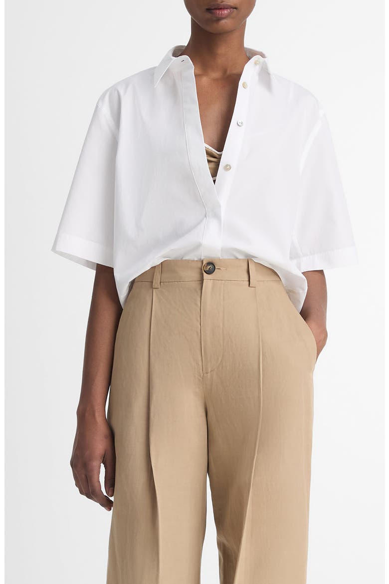Oversize Crop Cotton Shirt, Main, color, OPTIC WHITE