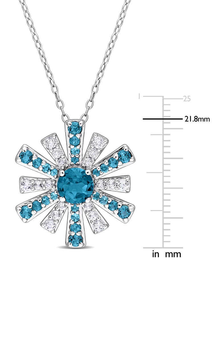 DELMAR Sterling Silver London Blue Topaz & White Topaz Sunburst Pendant Necklace, Alternate, color, Blue