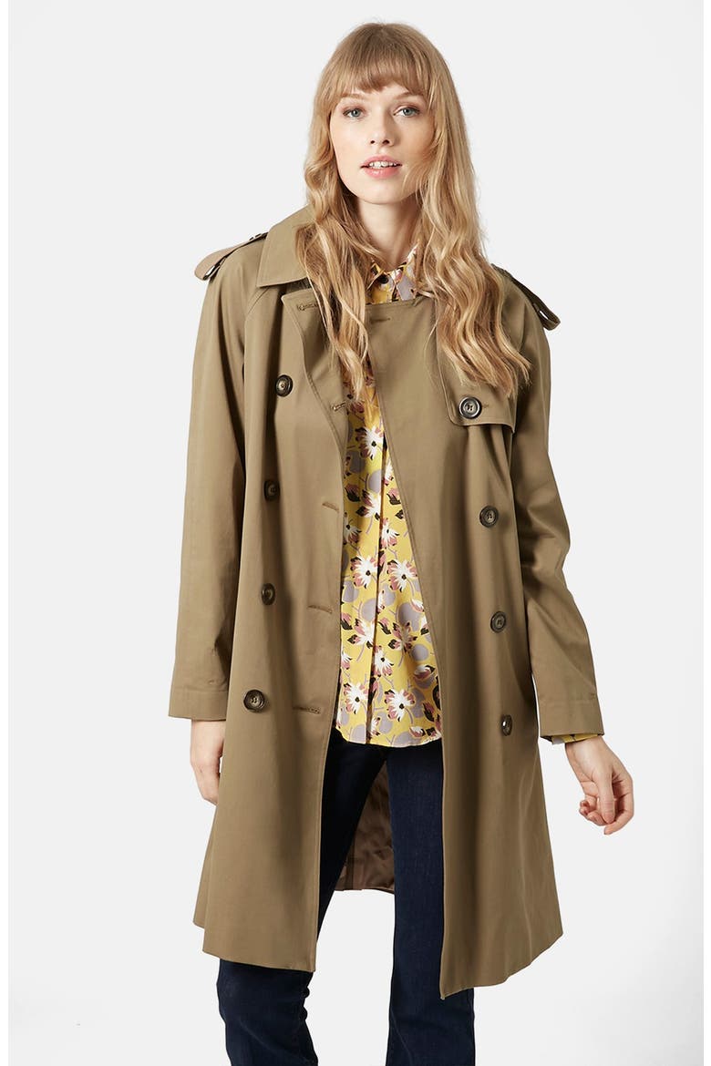 'Scout' Double Breasted Trench Coat, Main, color, BROWN