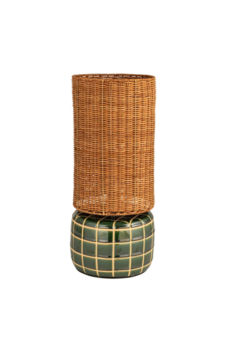 Storied Home Tiled Table Lamp with Hand-Woven Shade and Inline Switch, Main, color, Green