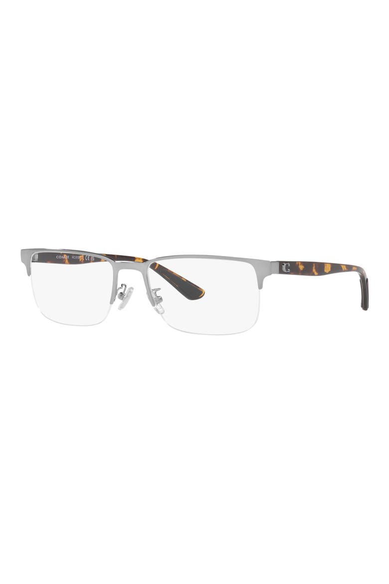 56mm Rectangular Optical Glasses, Alternate, color, SHINY GUNMETAL/ TORT