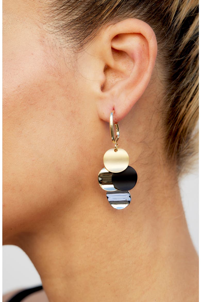 Disc Cascade Drop Earrings, Alternate, color, YELLOW GOLD
