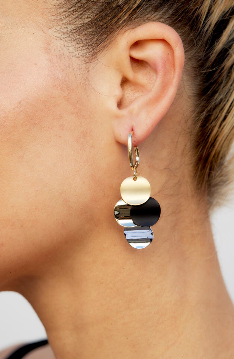 SAVVY CIE JEWELS Disc Cascade Drop Earrings, Alternate, color, Yellow Gold