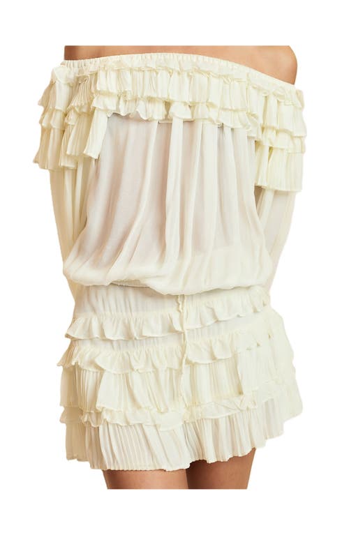 Cynthia Rowley Ruffle Pleated Micro Skirt In Neutral