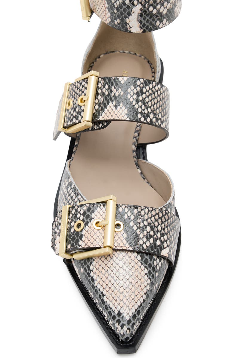 AllSaints Sutton Snakeskin Embossed Pointed Toe Flat, Alternate, color, Flow Ecru White