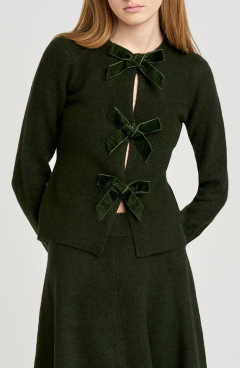 Kayla Velvet Bow Front Cardigan