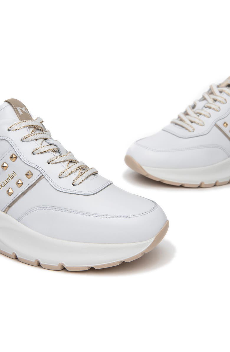 NeroGiardini Studded Retro Sneaker, Alternate, color, White