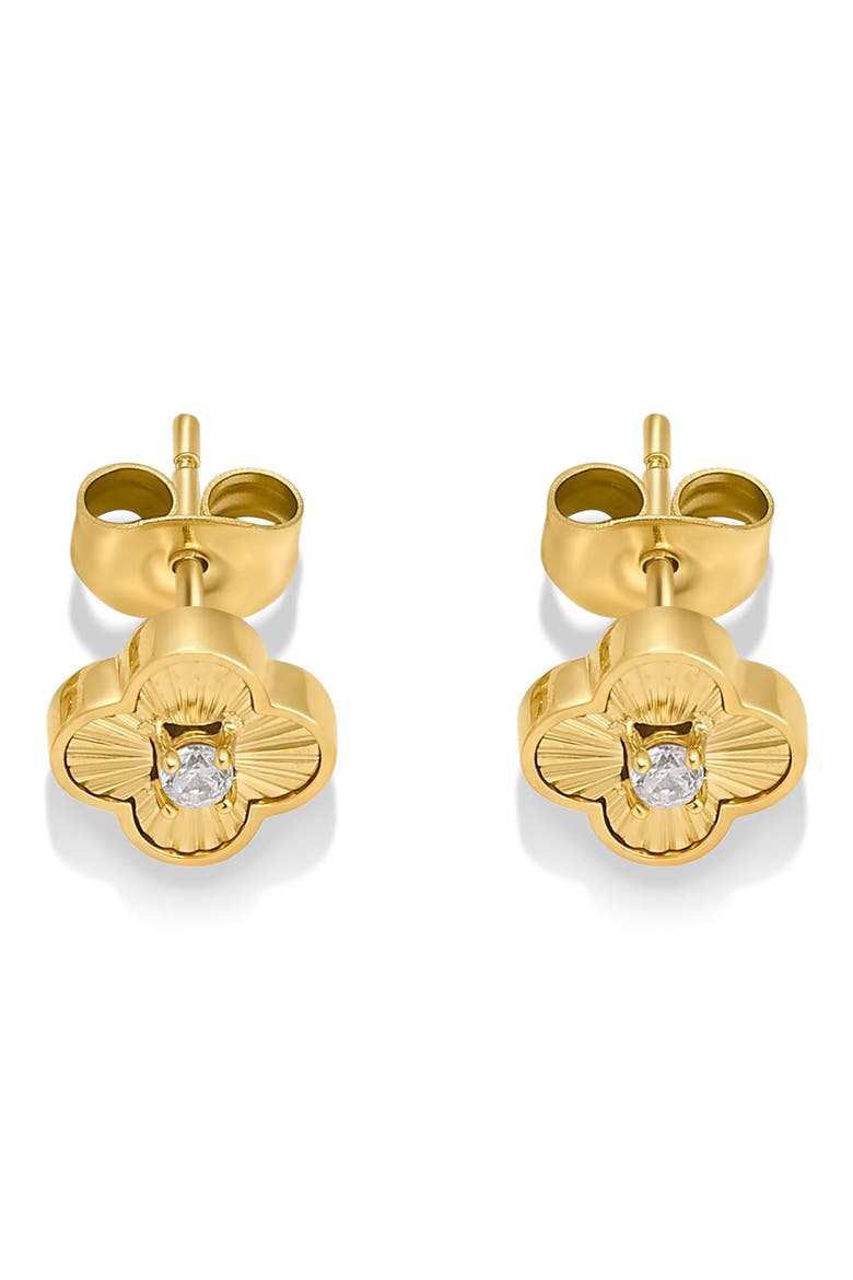 Pleated Clover Stud Earrings, Main, color, GOLD