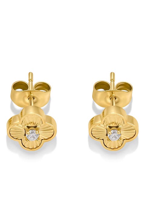 Pleated Clover Stud Earrings
