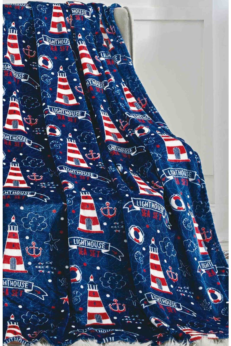 Lighthouse Plush Throw Blanket, Alternate, color, MULTI