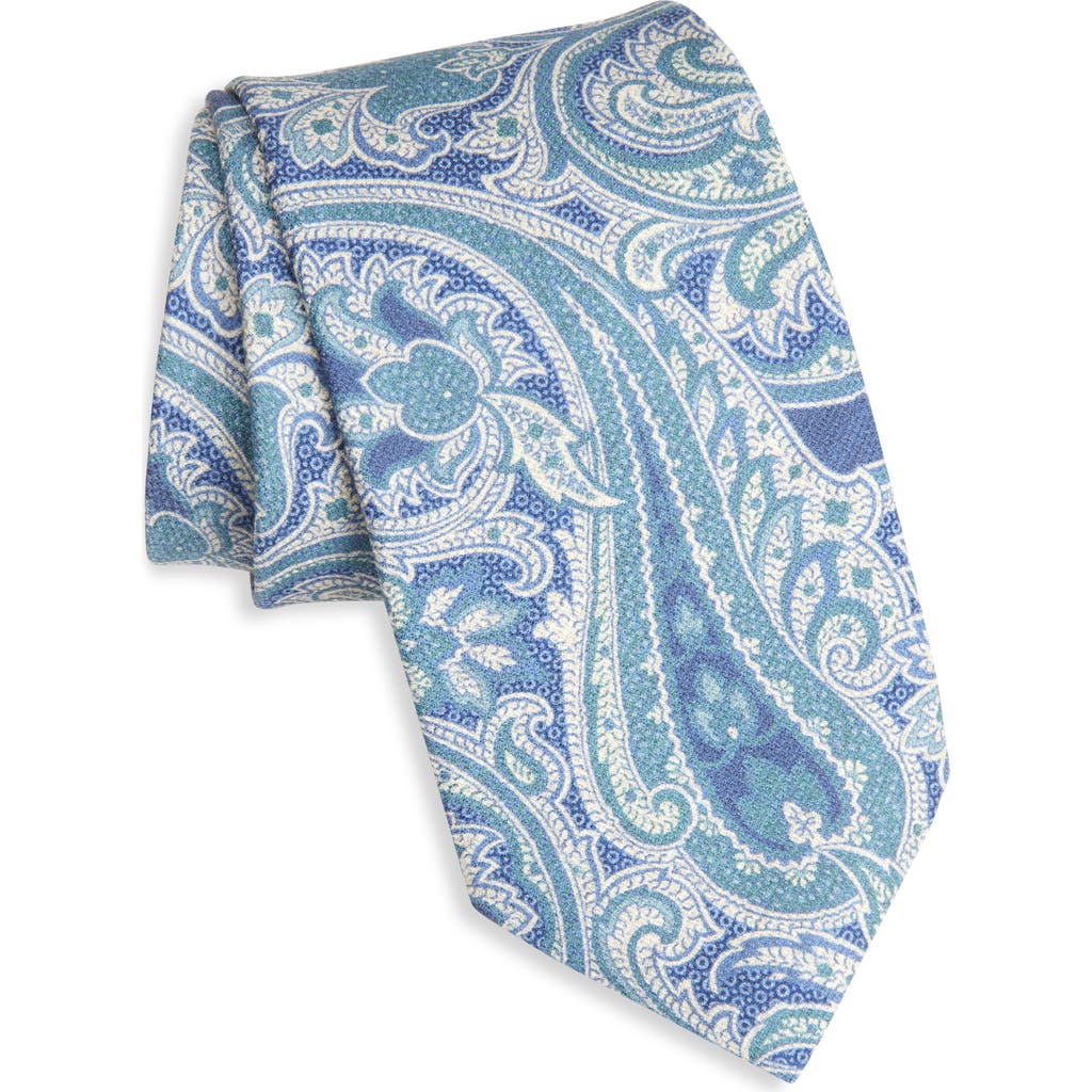 David Donahue Paisley Silk Tie In Blue