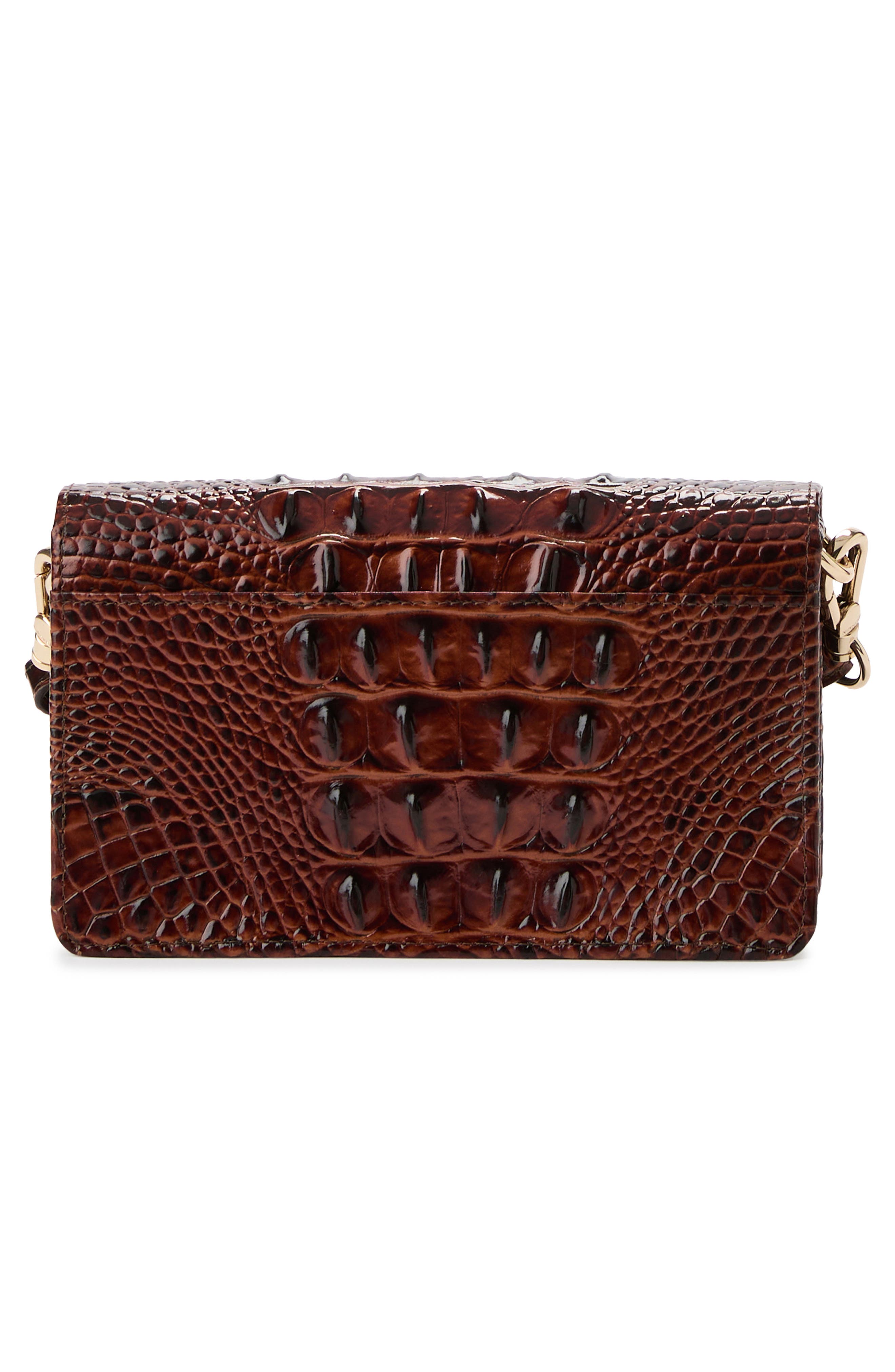 Brahmin Minuette Croc Embossed Leather Crossbody Bag, Alternate, color, Pecan