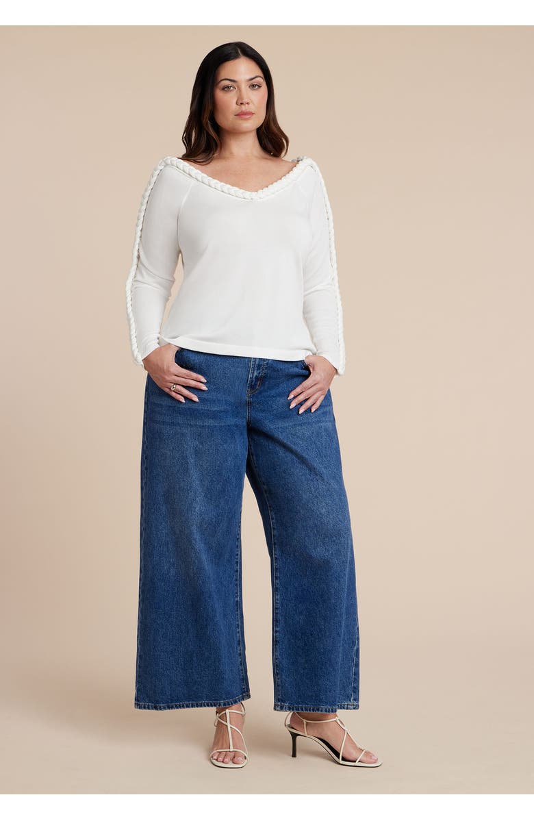 ELOQUII Extended Cable Detail Sweater, Alternate, color, Dew