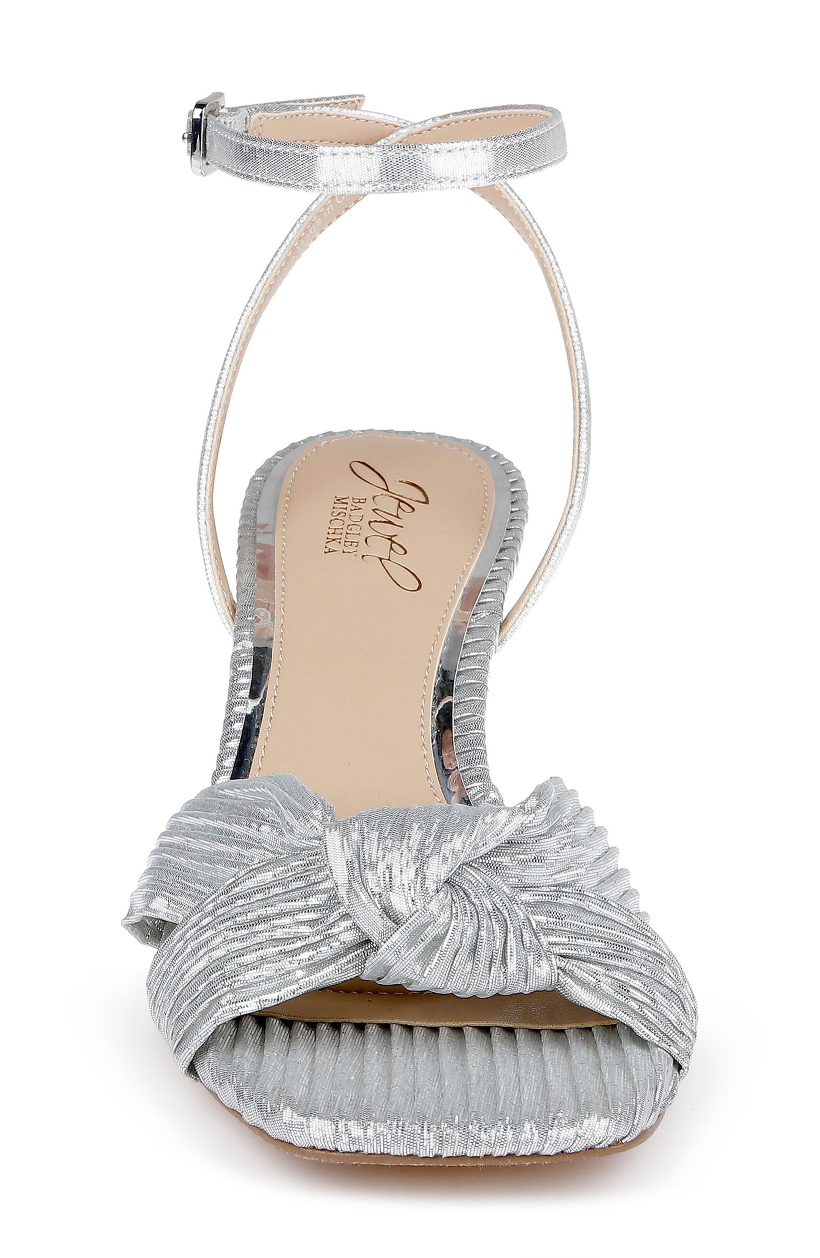 True Ankle Strap Kitten Heel Sandal, Alternate, color, SILVER/ FABRIC