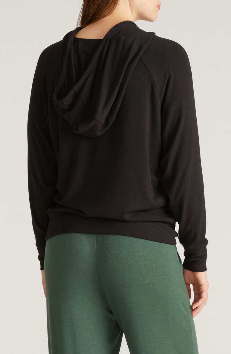 Universal Standard Travel Knit V-Neck Hoodie, Alternate, color, Black