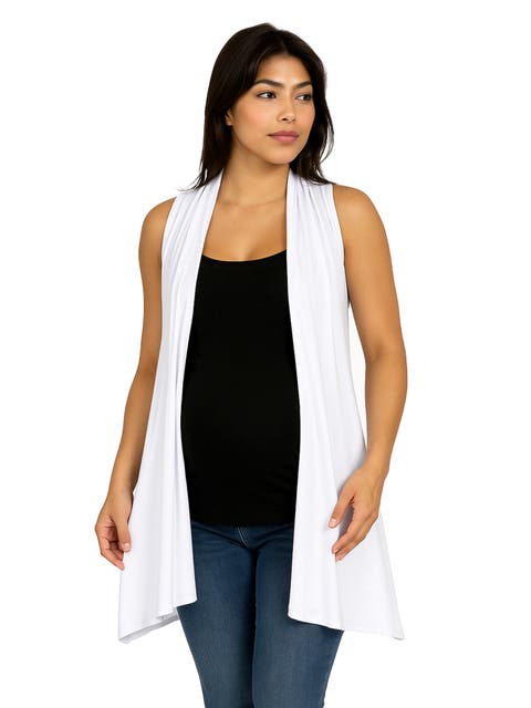 Maternity Draped Open Front Sleeveless Cardigan