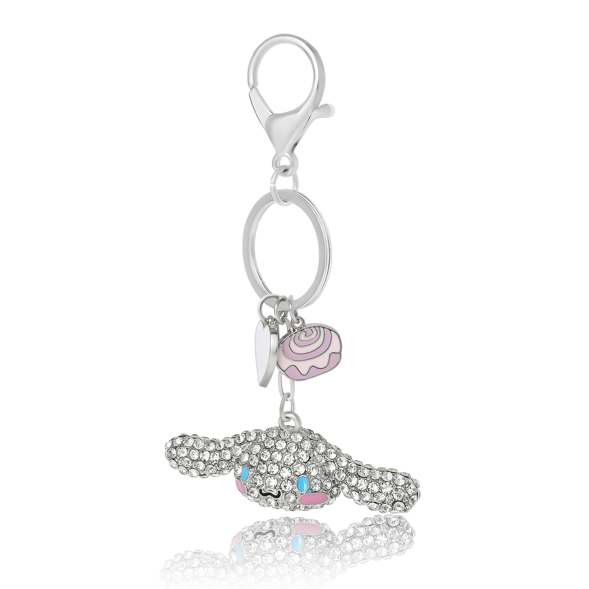 Hello Kitty Cinnamoroll Crystal Keychain with Candy & Heart Charms, Alternate, color, Silver