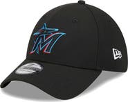 New Era Men's New Era Black Miami Marlins Logo 39THIRTY Flex Hat