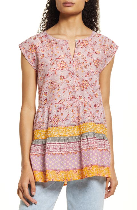 Jessa Border Print Cotton Top