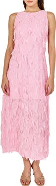Endless Rose Texture Fringe Sleeveless Maxi Dress