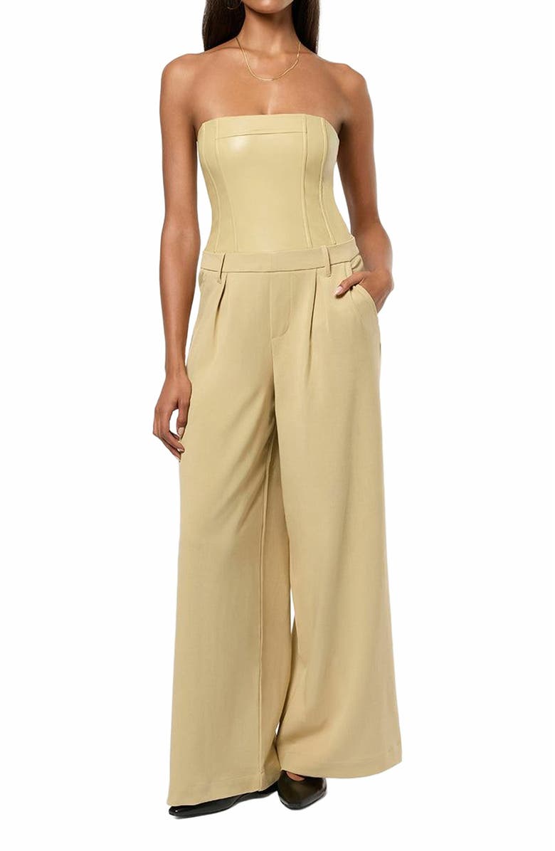 WeWoreWhat Corset Wide Leg Jumpsuit, Alternate, color, Wheat