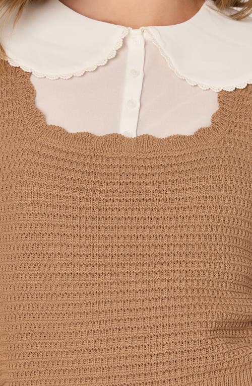 Astr The Label Mixed Media Sweater In Brown