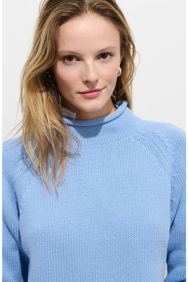 Eastport Roll Trim Long Sleeve Sweater, Alternate, color, BEL AIR BLUE