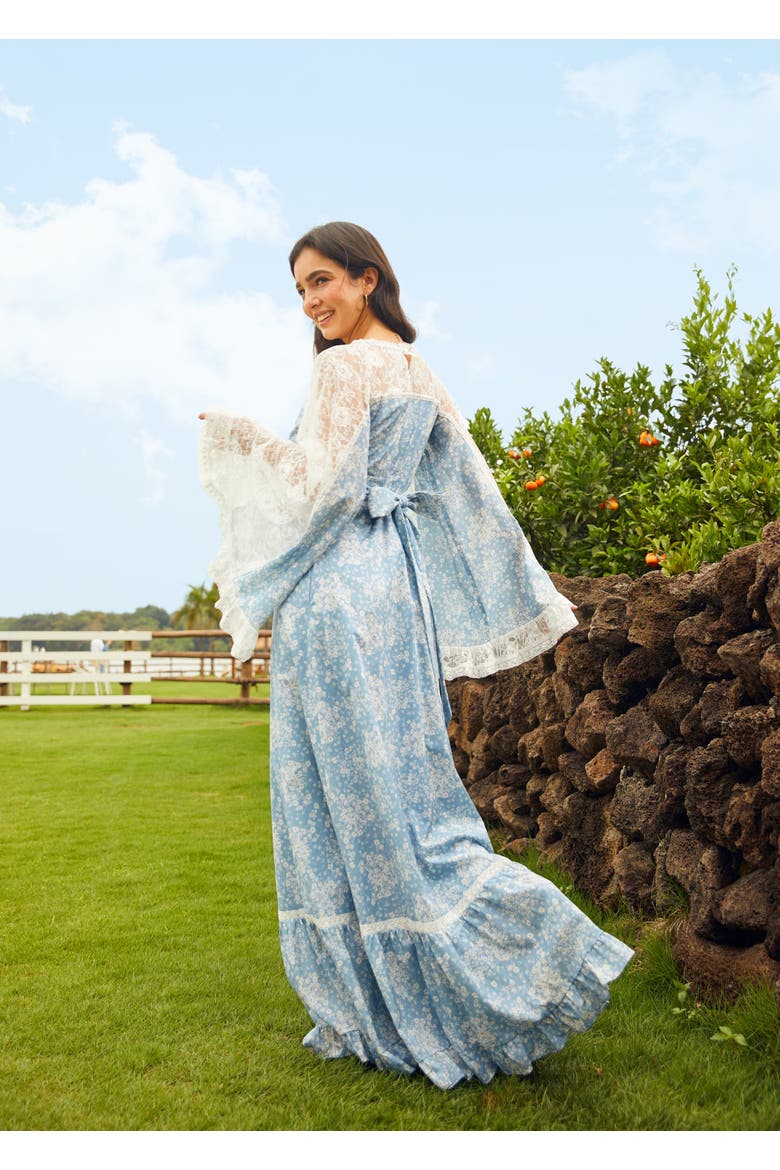 Michella Bell Sleeve Boho Maxi Dress, ModCloth x Gunne Sax, Alternate, color, Misty Sky