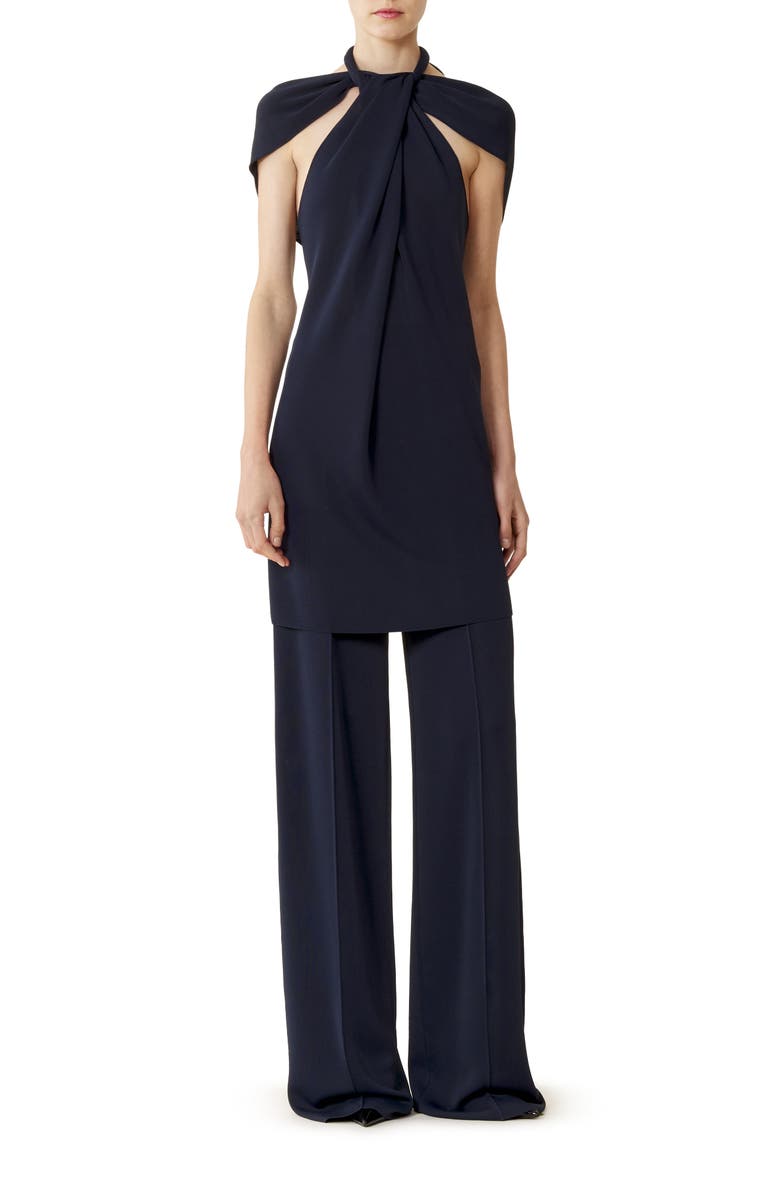 Lanvin Tie-Neck Top In Viscose, Alternate, color, Navy Blue
