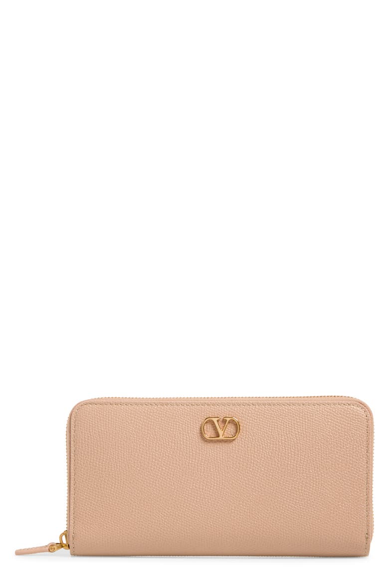 VLOGO Zip Around Leather Continental Wallet, Main, color, ROSE