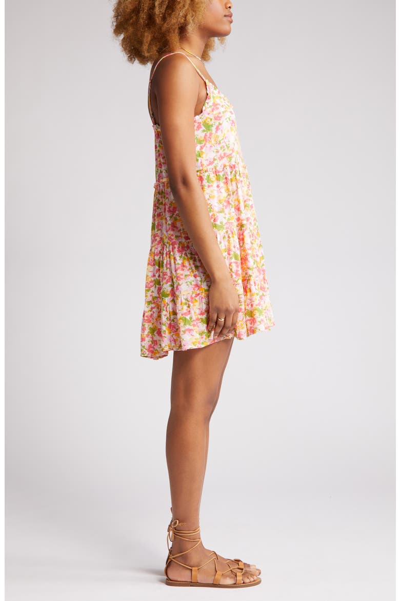 Floral Print Tiered Babydoll Sundress, Alternate, color, PINK REFLECTION FLORAL
