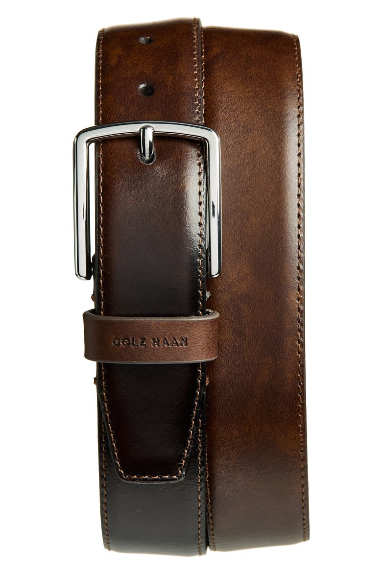 Burnished Leather Belt, Main, color, BROWN