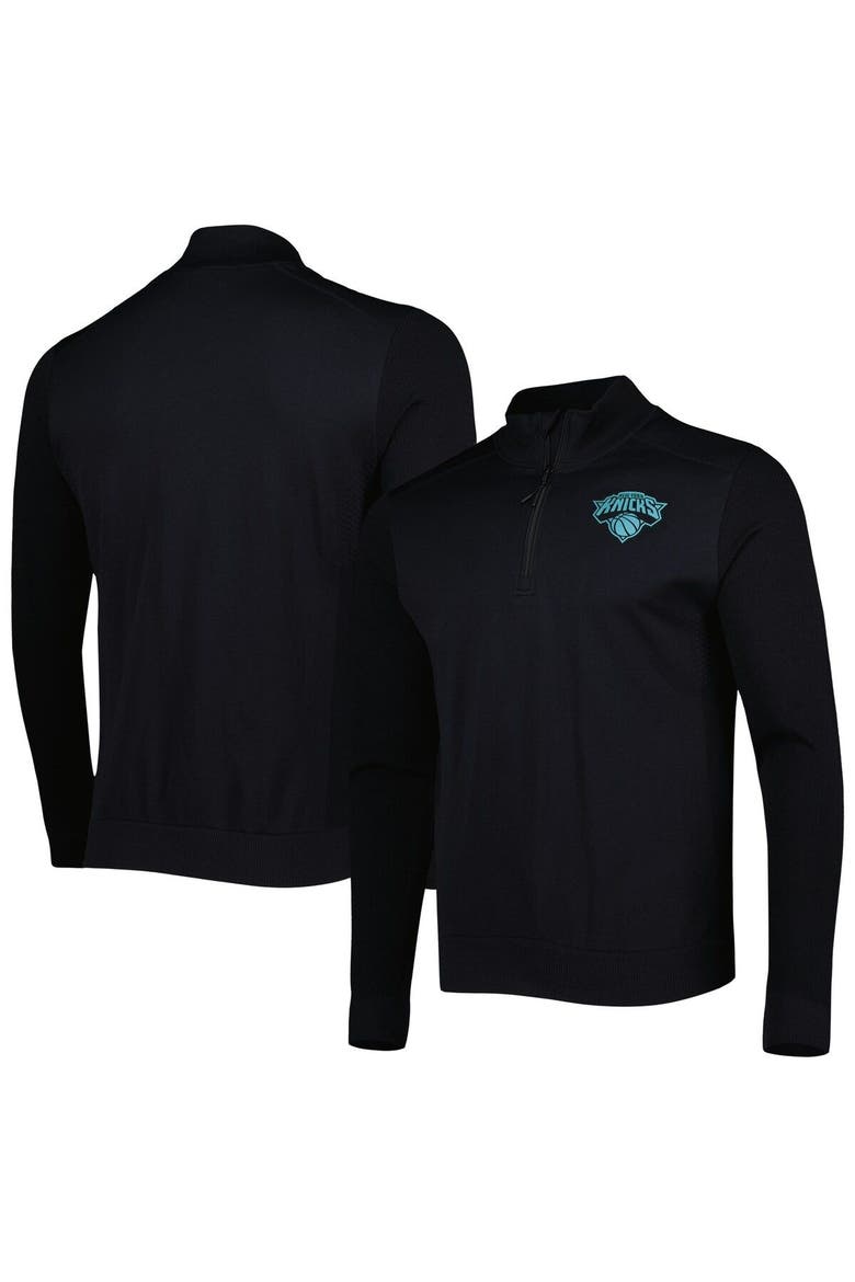 Men's Levelwear Black New York Knicks Nano Engineered Knit Fabric Quarter-Zip Jacket, Main, color, Black