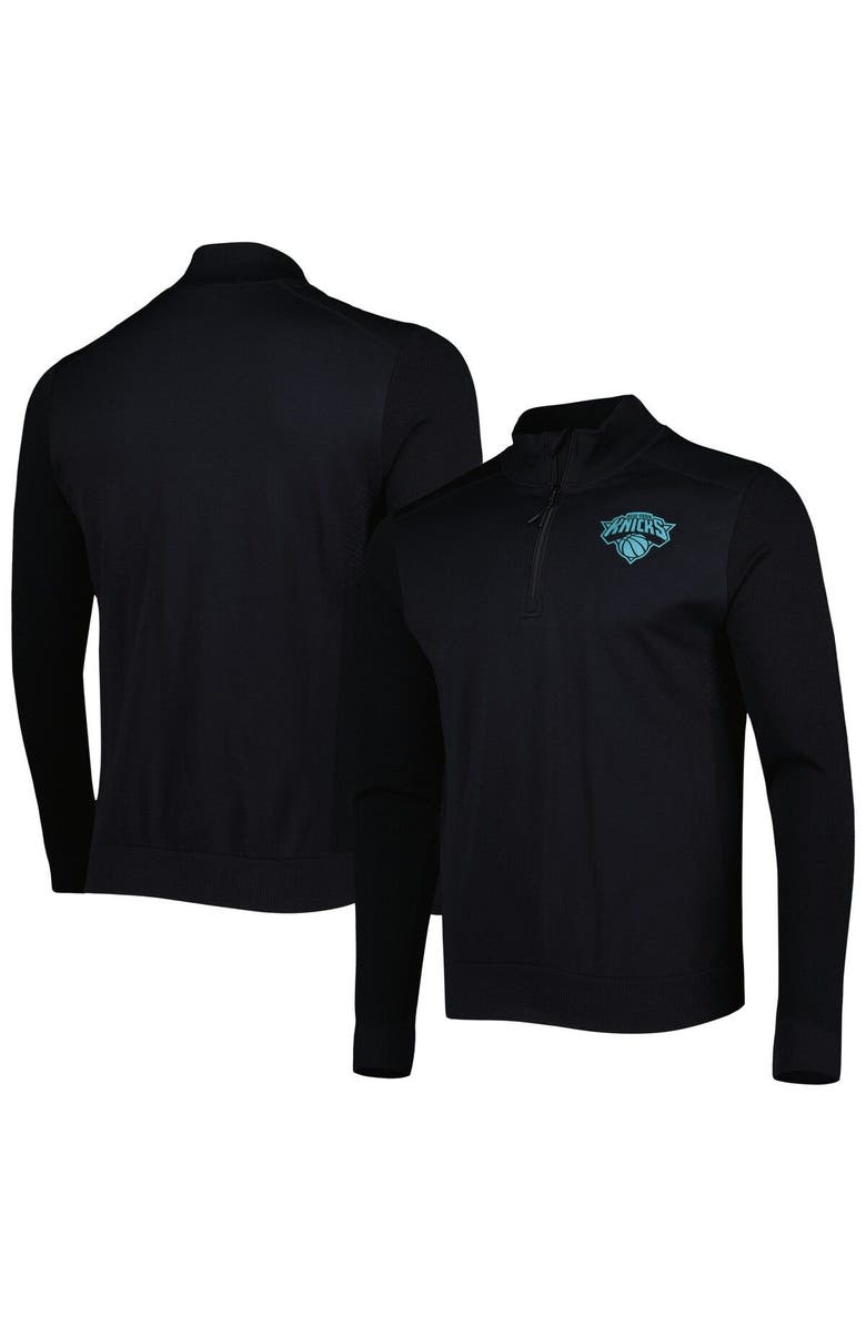 LEVELWEAR Men's Levelwear Black New York Knicks Nano Engineered Knit Fabric Quarter-Zip Jacket, Main, color, Black
