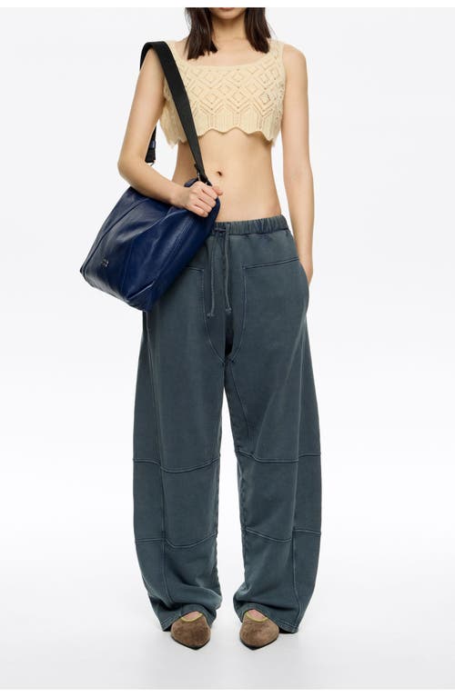 Bimba Y Lola Leather Medium Paper Bag In Blue