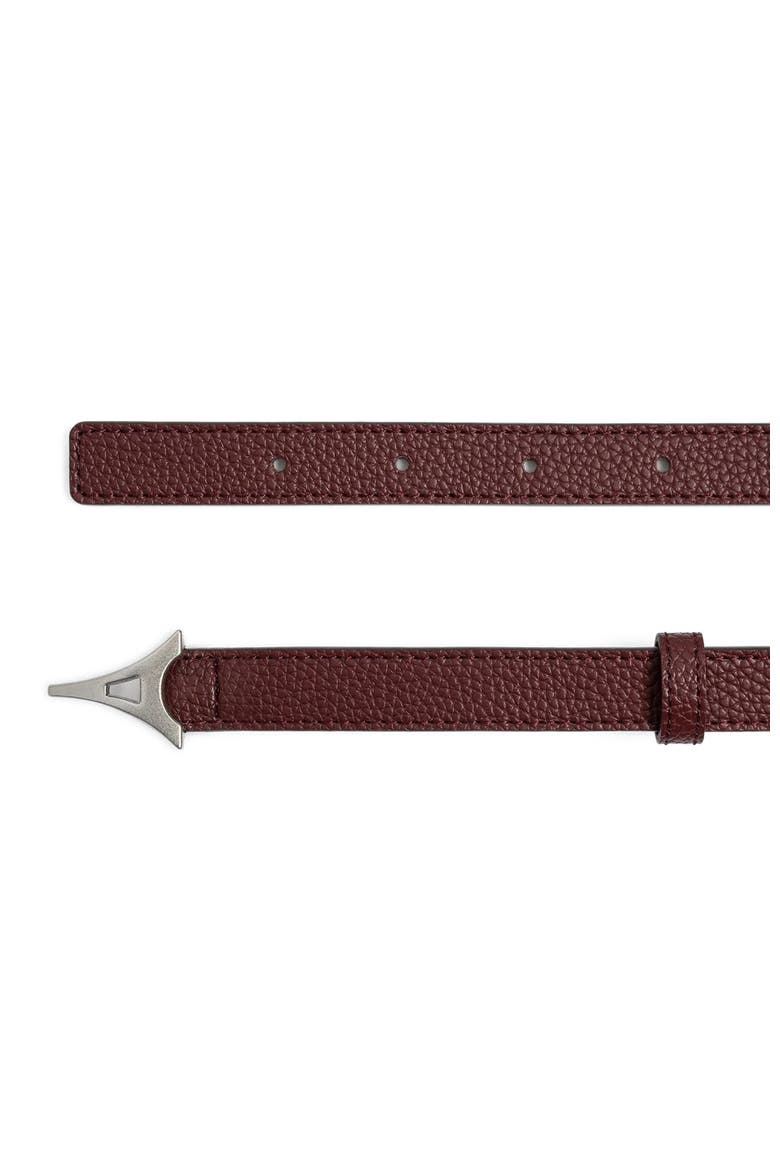Leonie Eiffel Slim Leather Belt, Main, color, Red