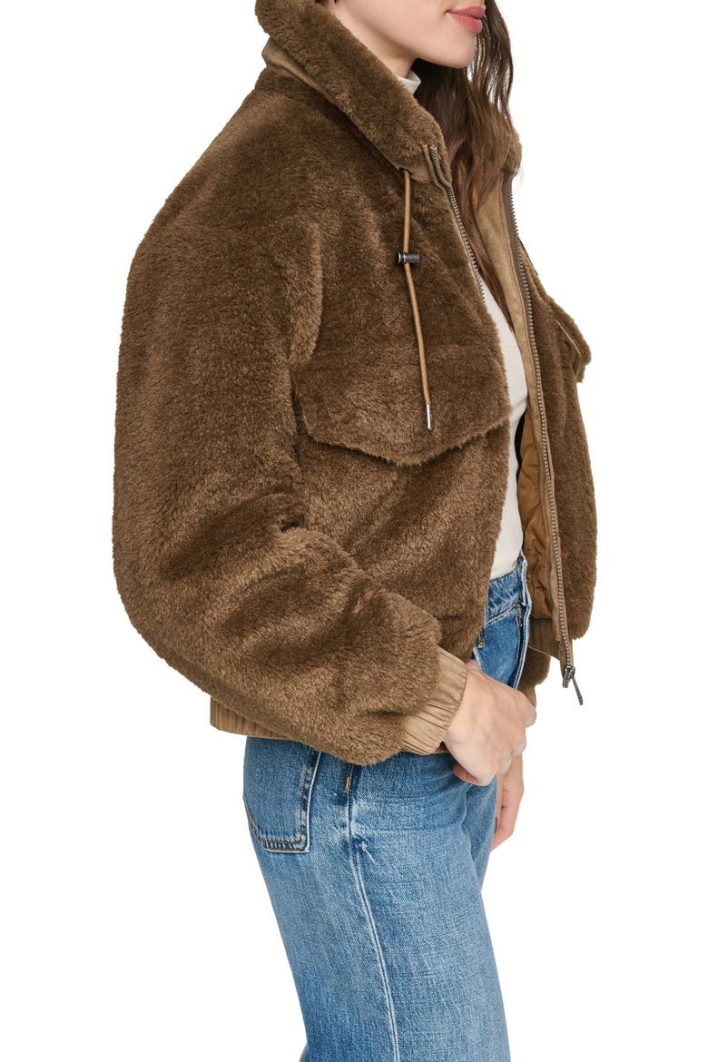 Norelle Faux Fur Jacket, Alternate, color, BRASS